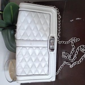 Rebecca Minkoff White Leather Crossbody Clutch Bag